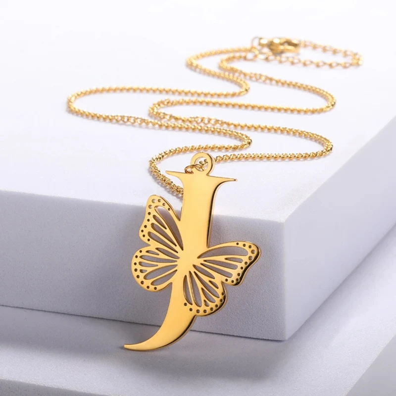 Collier Initiale J Papillon