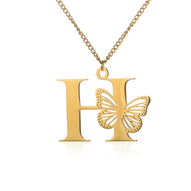 Collier Initiale H Papillon