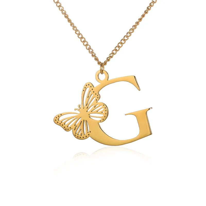 Collier Initiale G Papillon