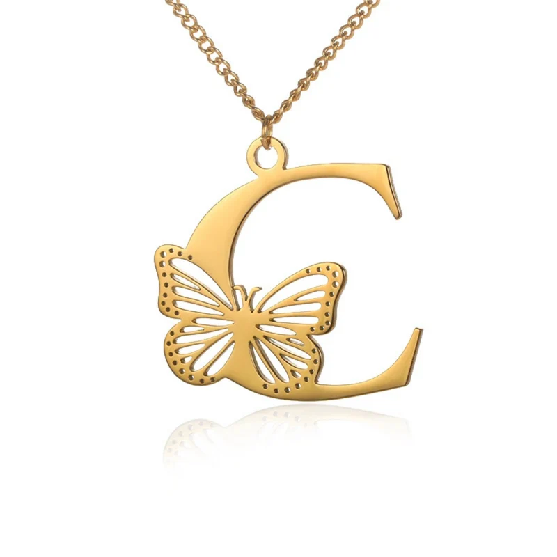 Collier Initiale C Papillon