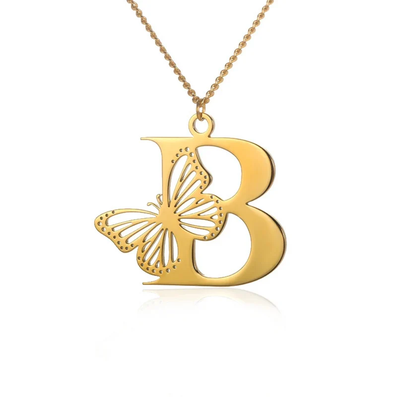 Collier Initiale B Papillon