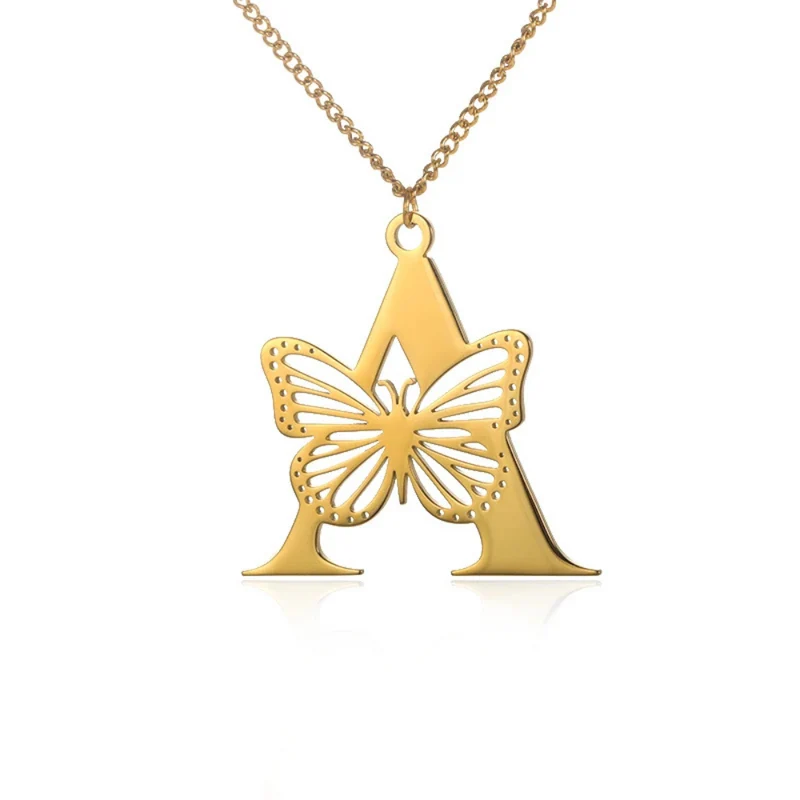 Collier Initiale A Papillon