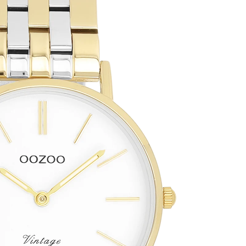 OOZOO Vintage Montre Femme Dorée et Blanche C20407