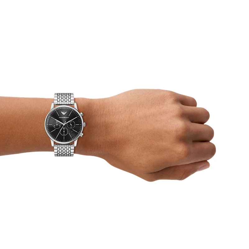 Emporio Armani Round Black Dial Watch AR11772