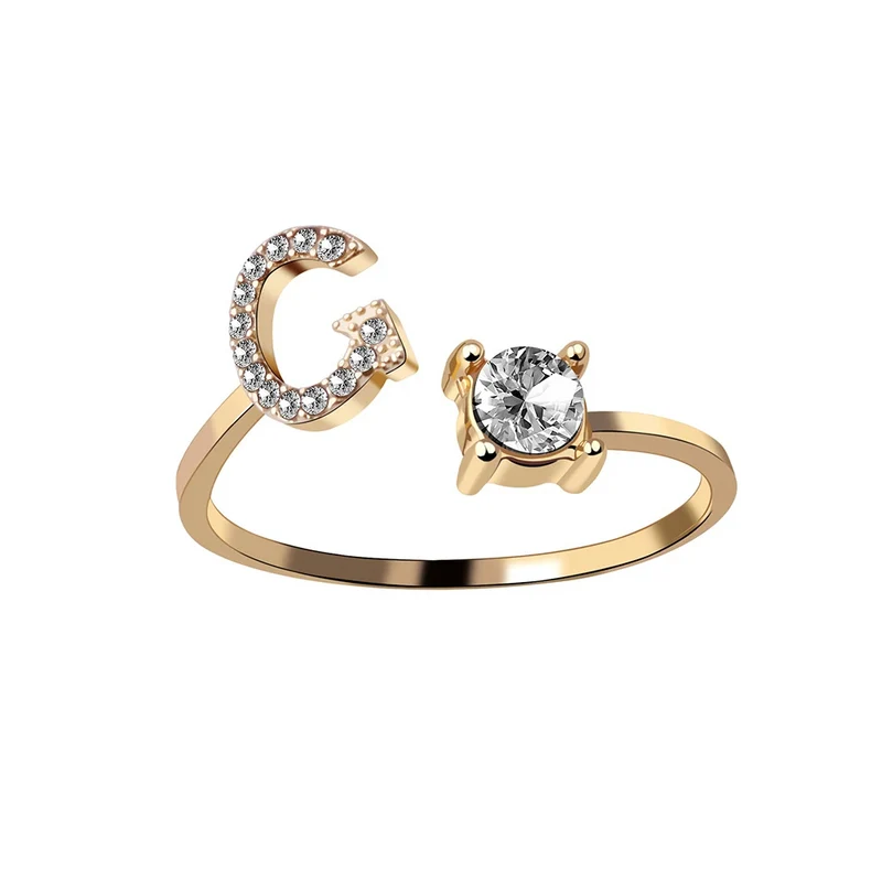 Bague Initiale G Strass