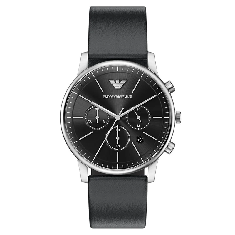Emporio Armani Round Black Dial Watch AR11774