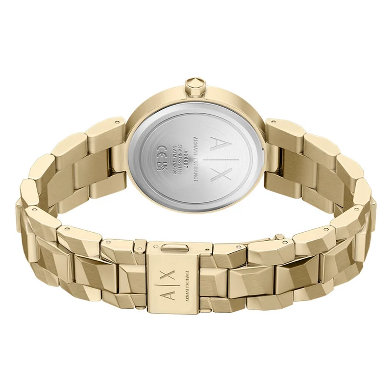 Armani Exchange Audora Round Gold Dial Watch AX4407