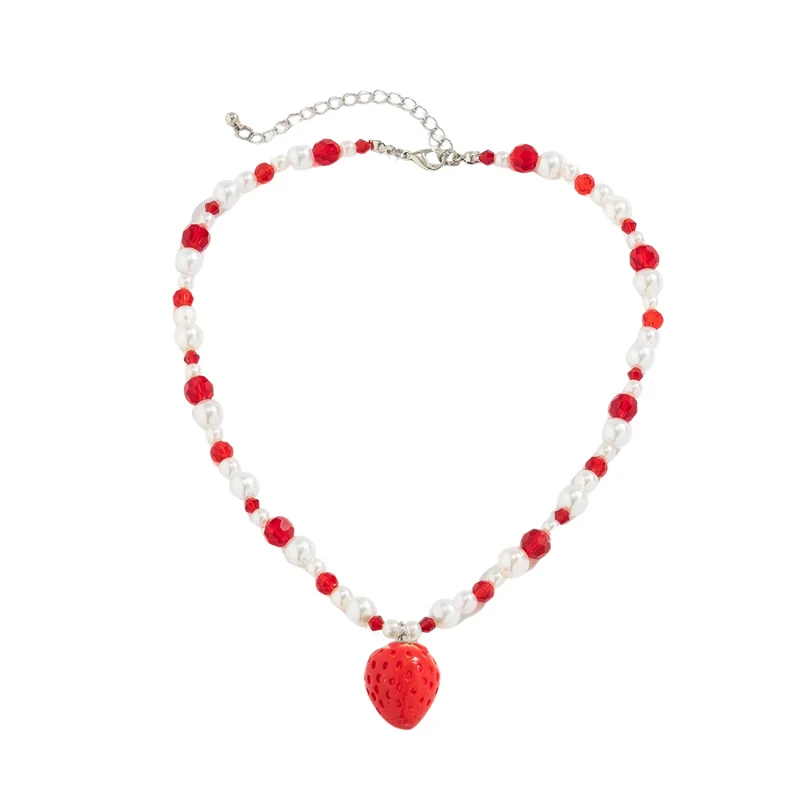 Collier Perles Fraise