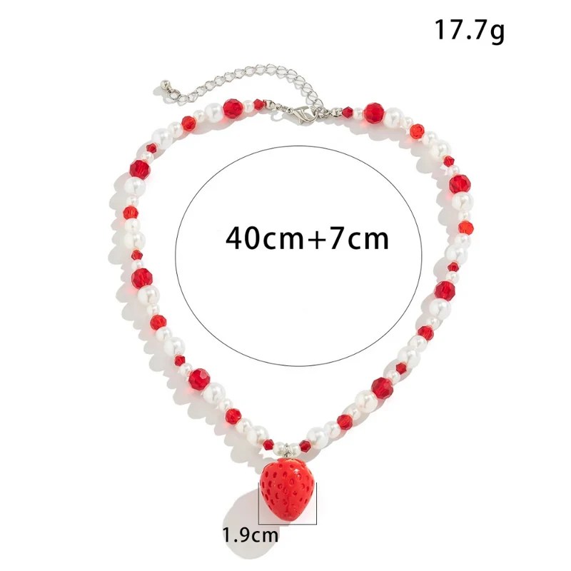 Collier Perles Fraise