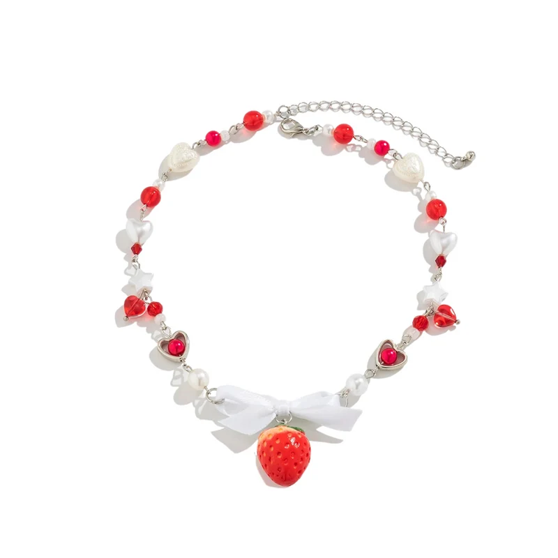 Collier Perles Fraise
