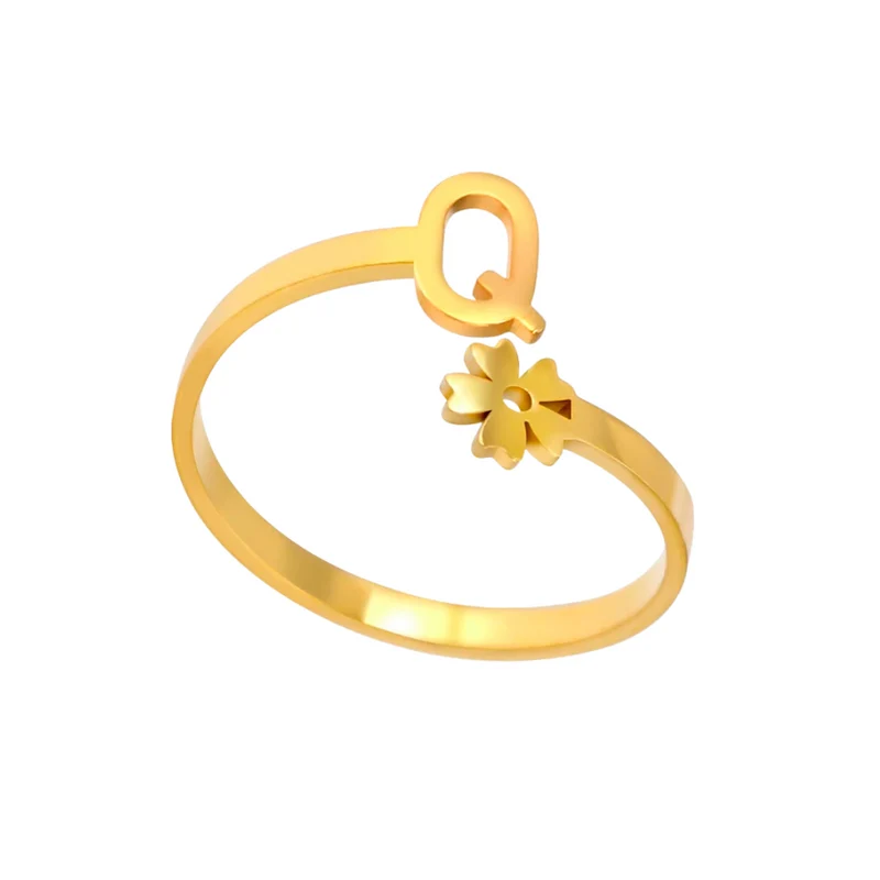 Bague Initiale Q Fleur