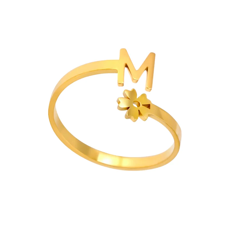 Bague Initiale M Fleur