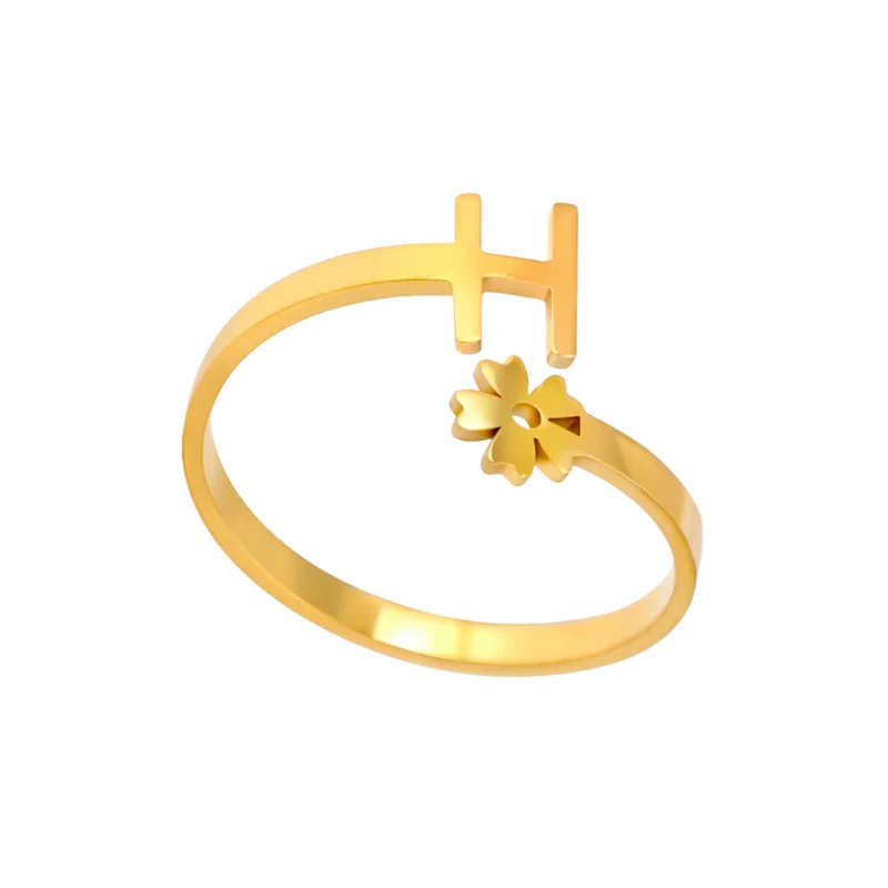 Bague Initiale H Fleur