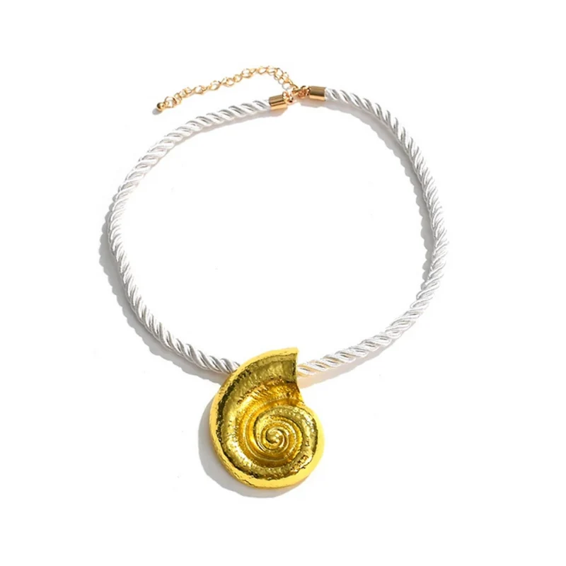 Collier Escargot Corde Blanche