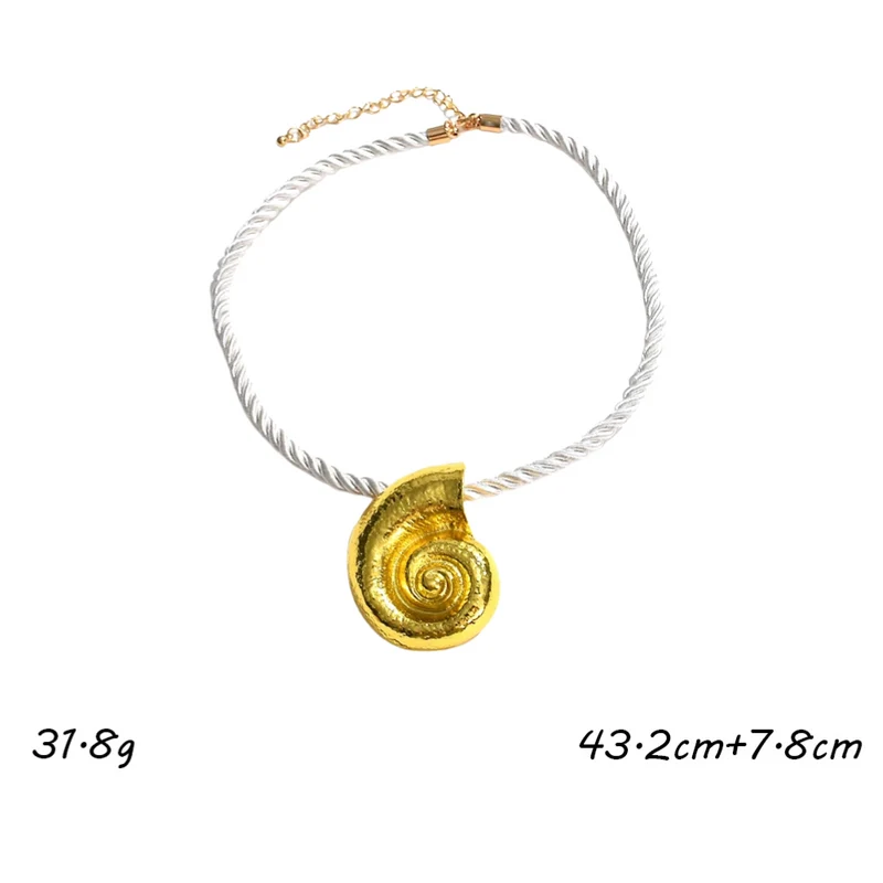 Collier Escargot Corde Blanche