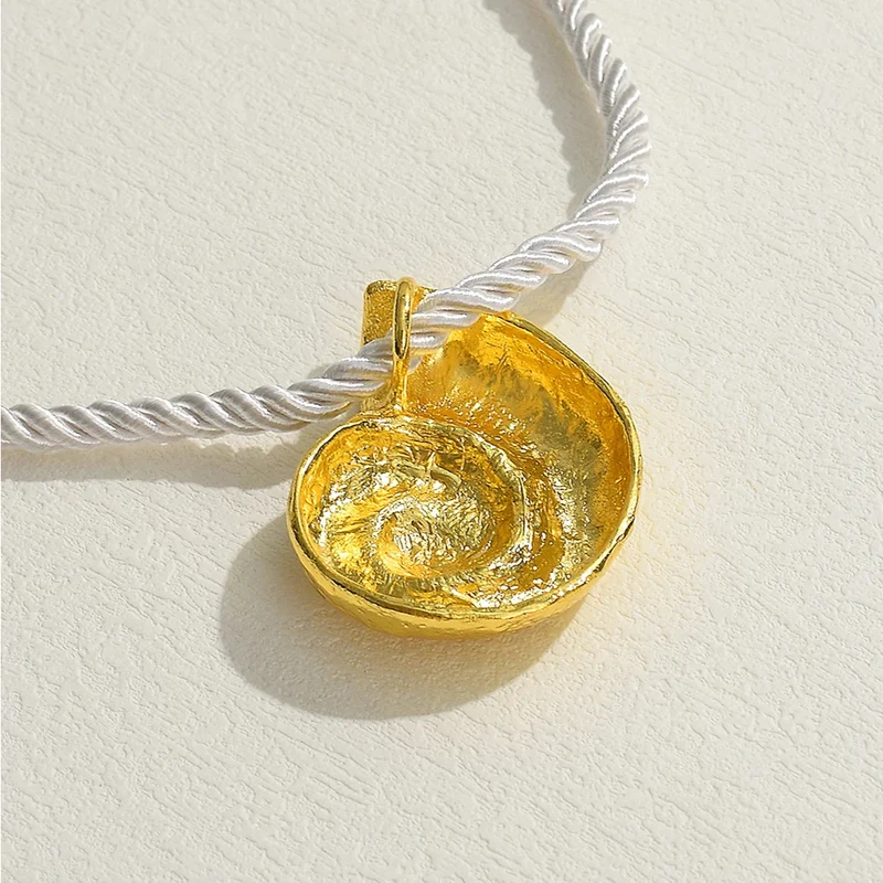 Collier Escargot Corde Blanche