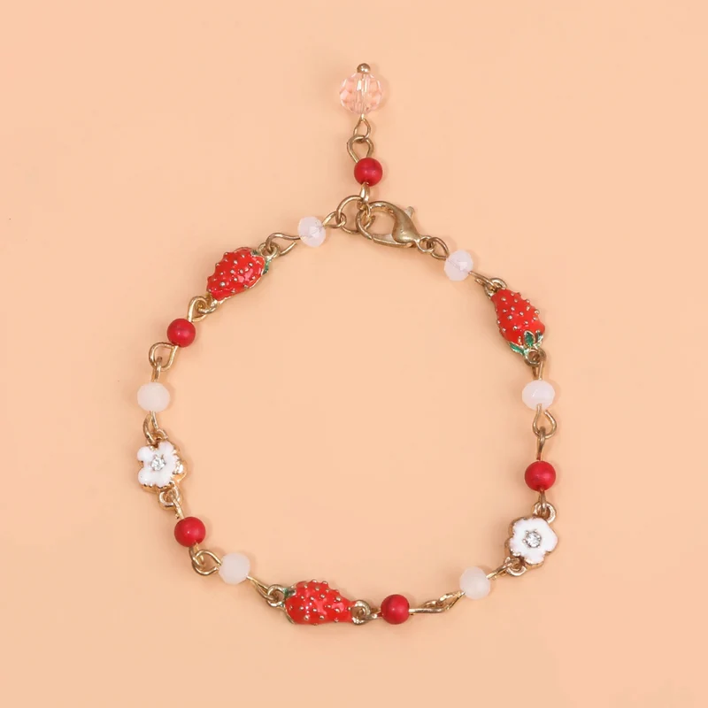 Bracelet Fraise et Fleur