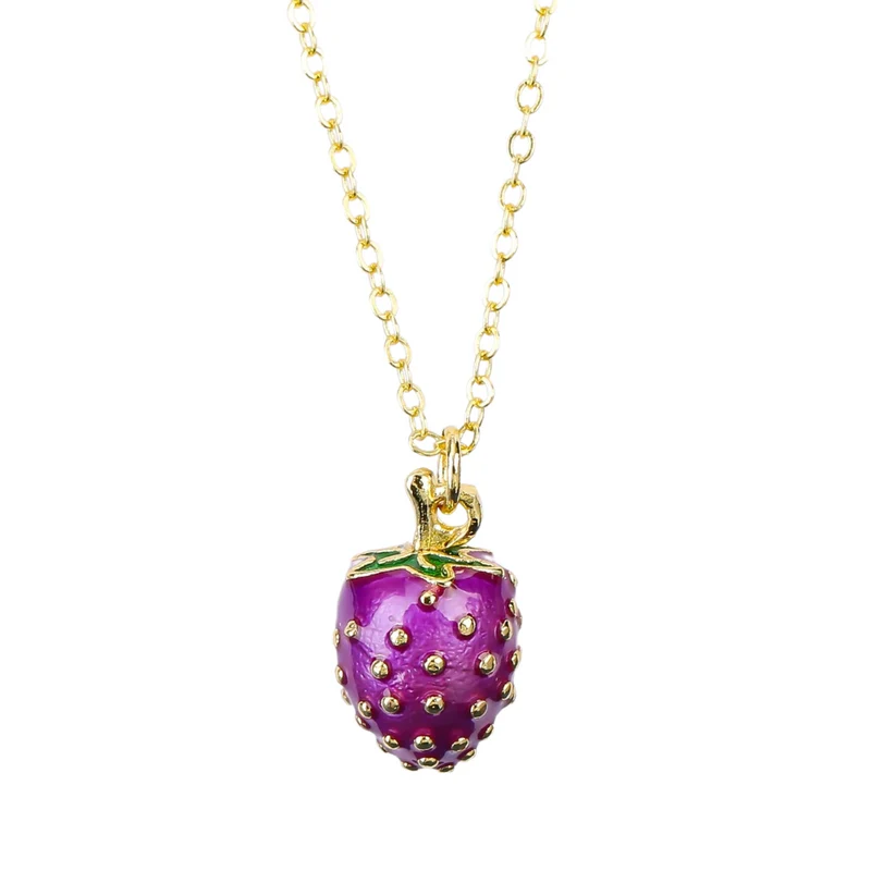 Collier Pendentif Fraise Violette