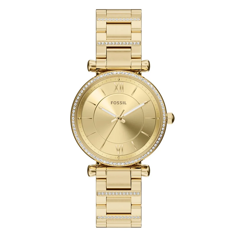 Fossil Carlie Round Gold Dial Watch ES5465