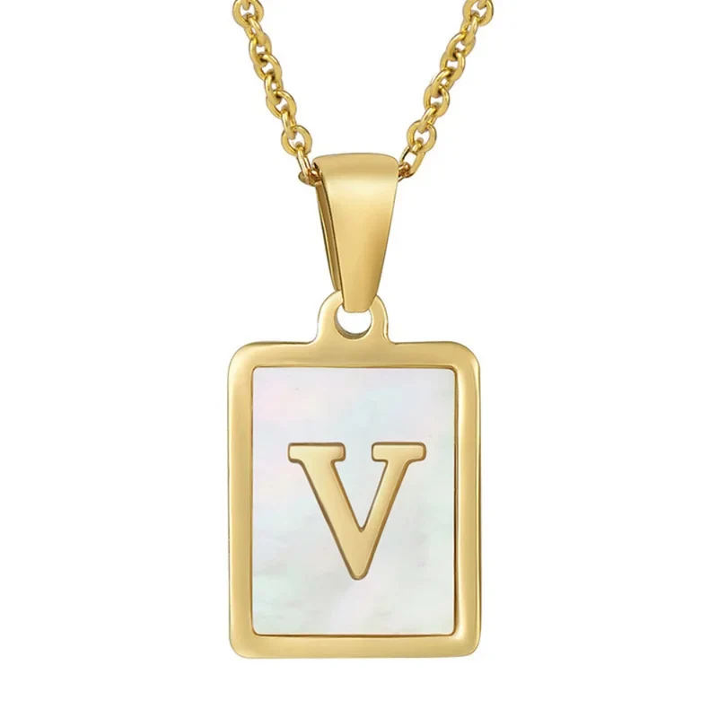 Collier Initiale V Nacre