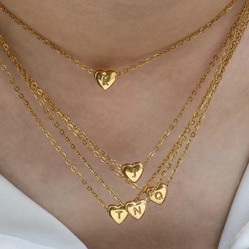 Collier Initiale V Cœur