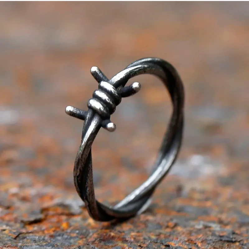 Bague Barbelé Noire