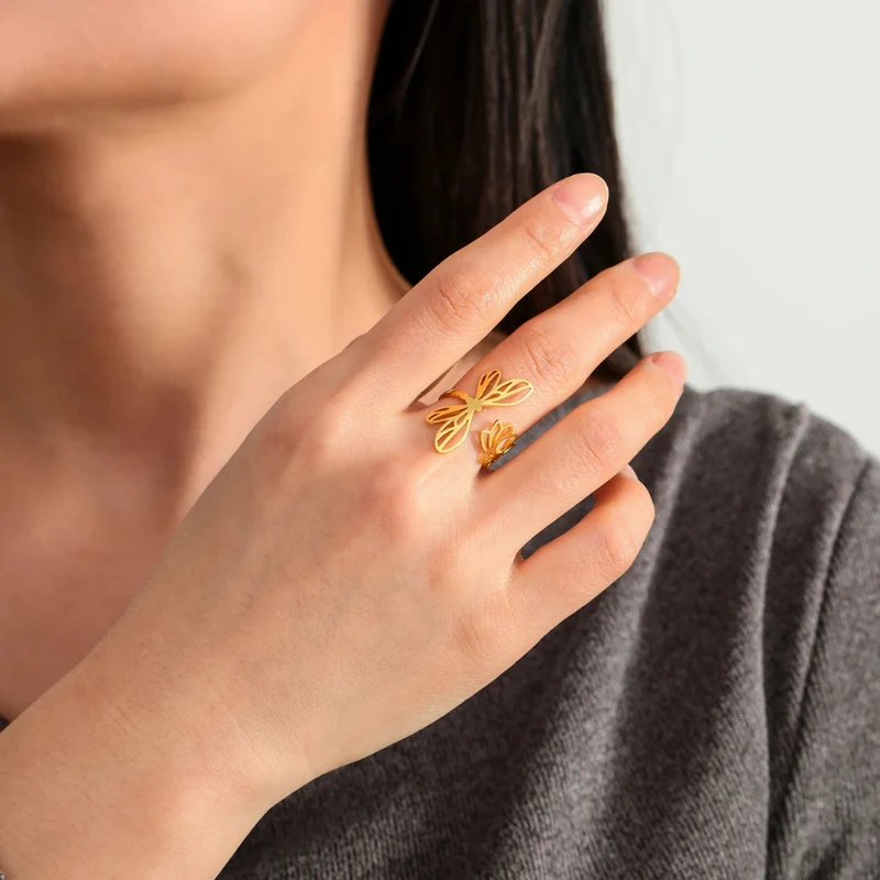 Bague Libellule Lotus
