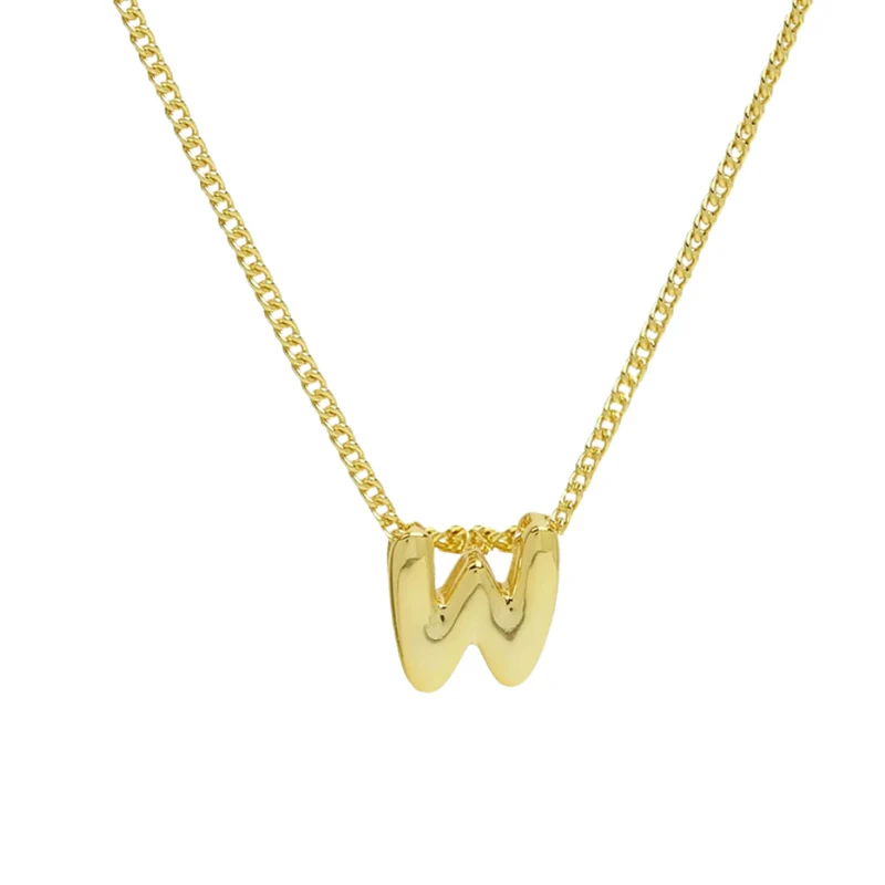 Collier Mini Lettre W Bubble