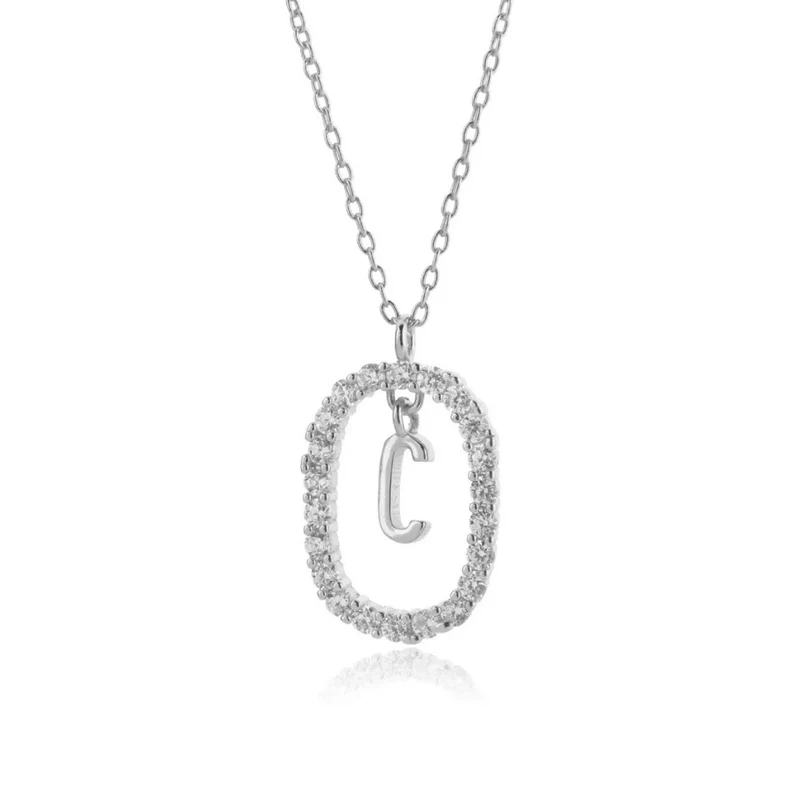 Collier Initiale Ovale