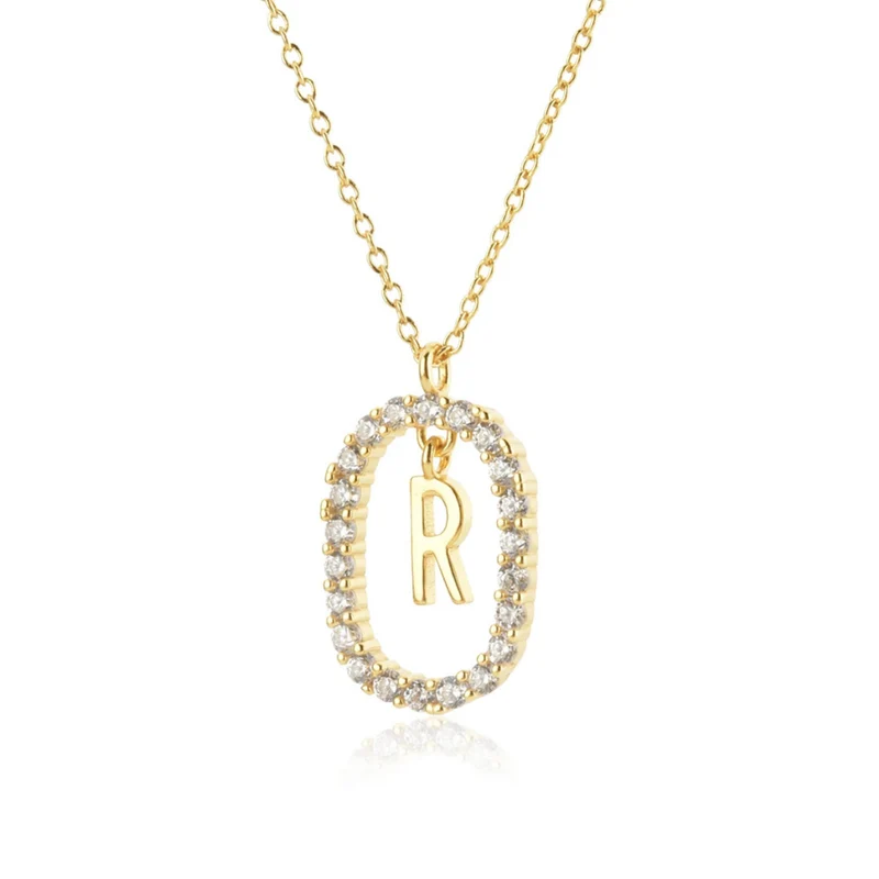 Collier Initiale R Ovale