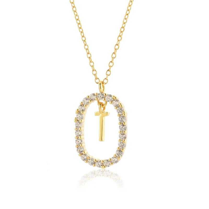 Collier Initiale T Ovale