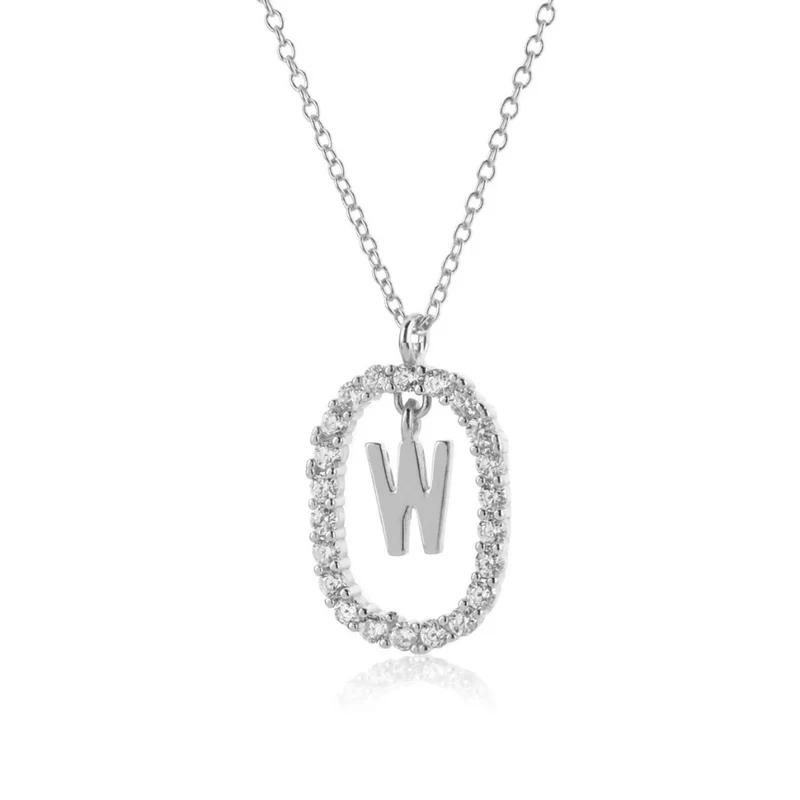 Collier Initiale W Ovale
