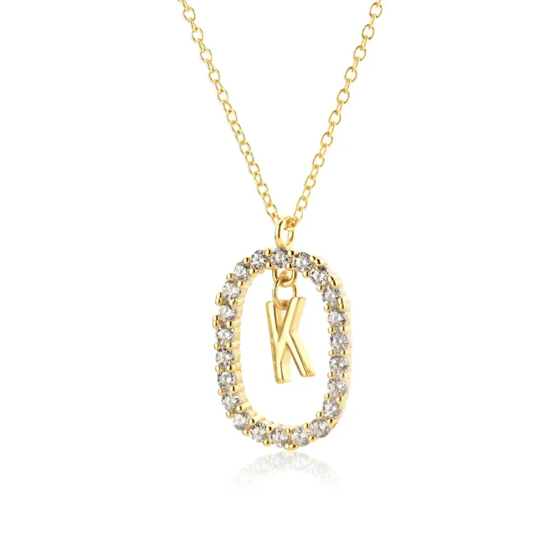 Collier Initiale K Ovale