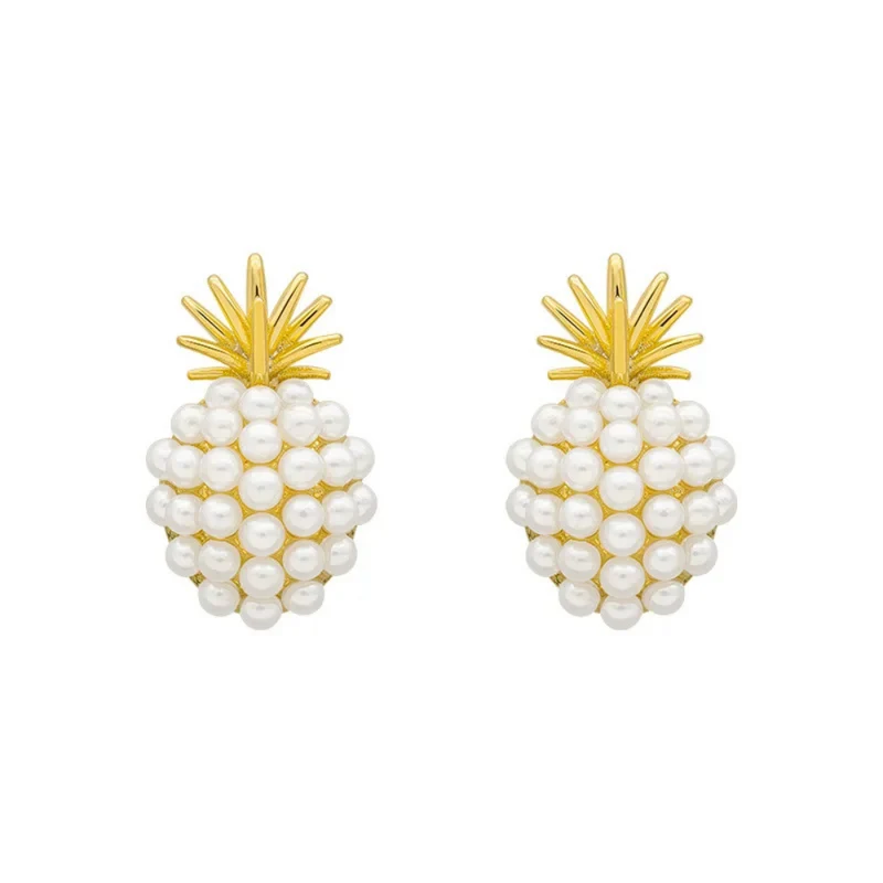 Boucles d'Oreilles Ananas Blanches