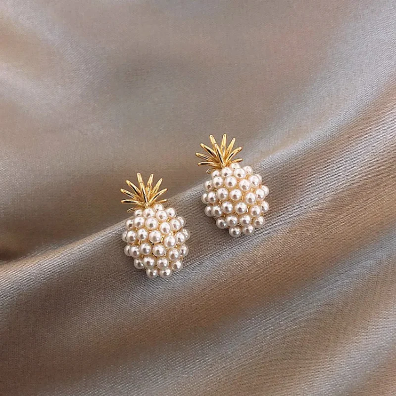 Boucles d'Oreilles Ananas Blanches