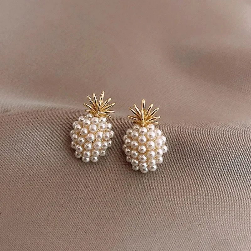 Boucles d'Oreilles Ananas Blanches