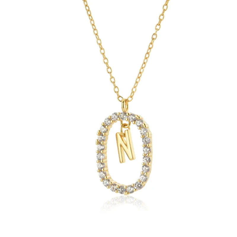 Collier Initiale N Ovale