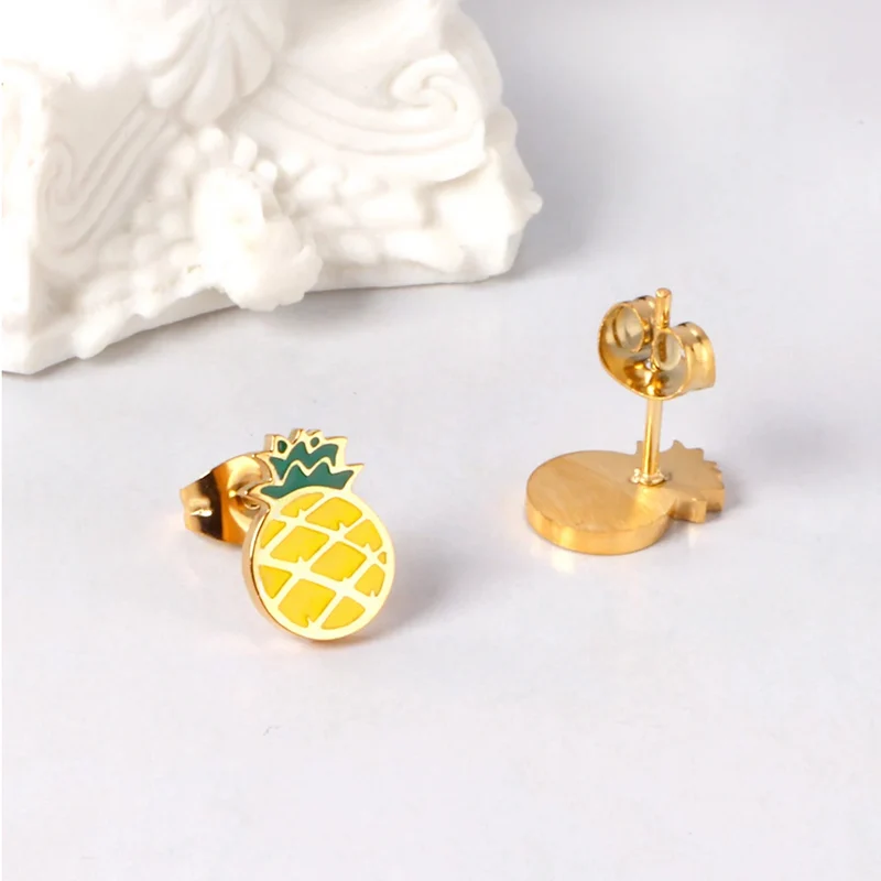 Boucles d'Oreilles Ananas Jaune