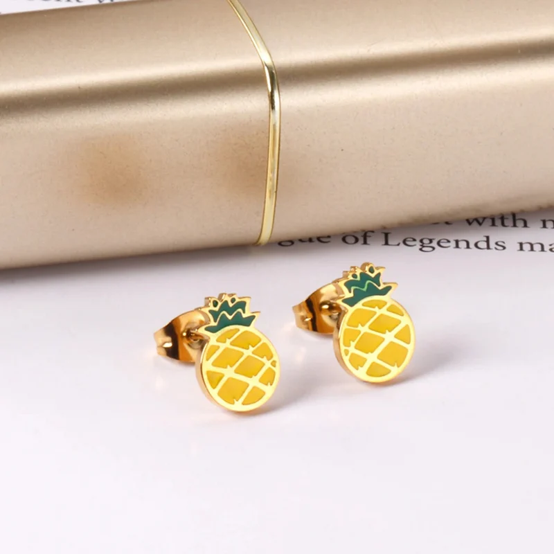 Boucles d'Oreilles Ananas Jaune