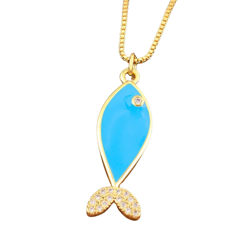 Collier Pendentif Poisson Bleu