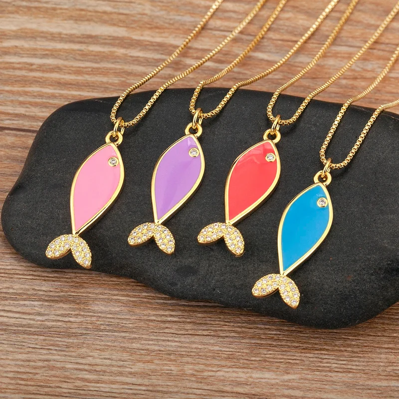 Collier Pendentif Poisson Bleu