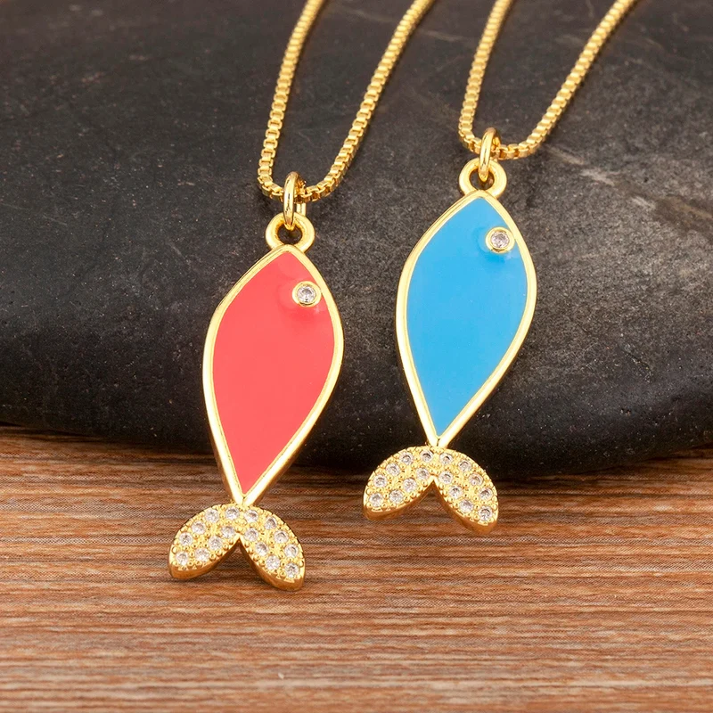 Collier Pendentif Poisson Bleu
