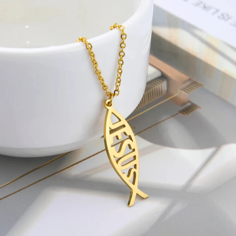 Collier Pendentif Poisson Jésus
