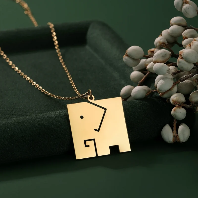 Collier Éléphant Carré