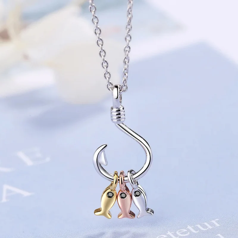 Collier Hameçon et Poissons