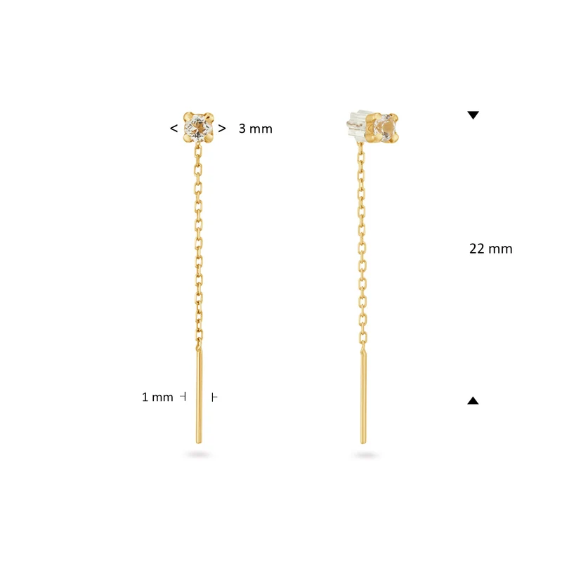 Jackie Gold Van Gogh 14 Karat Gold White Topaz Threater Studs JKE25.567