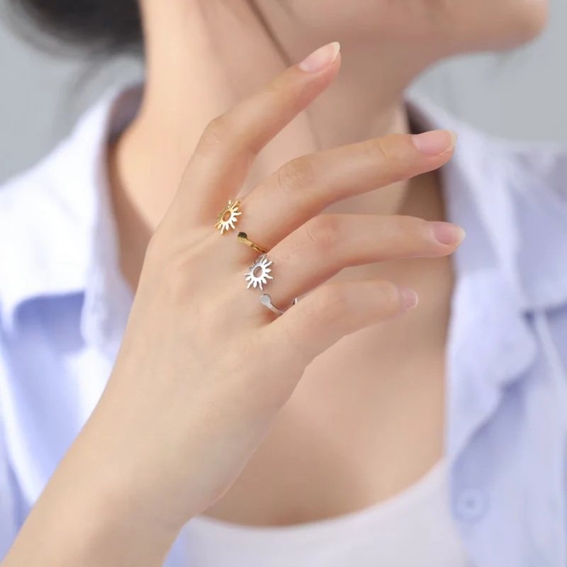 Bague Soleil Acier Inoxydable