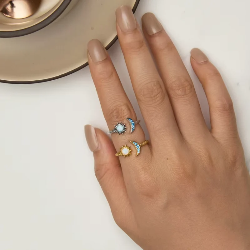 Bague Soleil et Lune Bleu