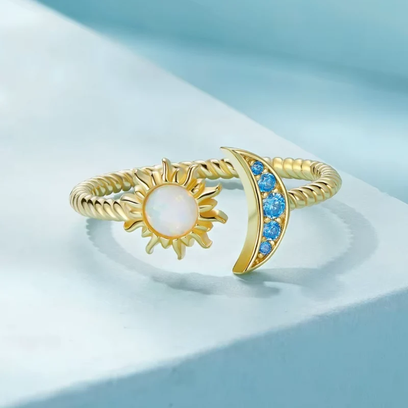 Bague Soleil et Lune Bleu