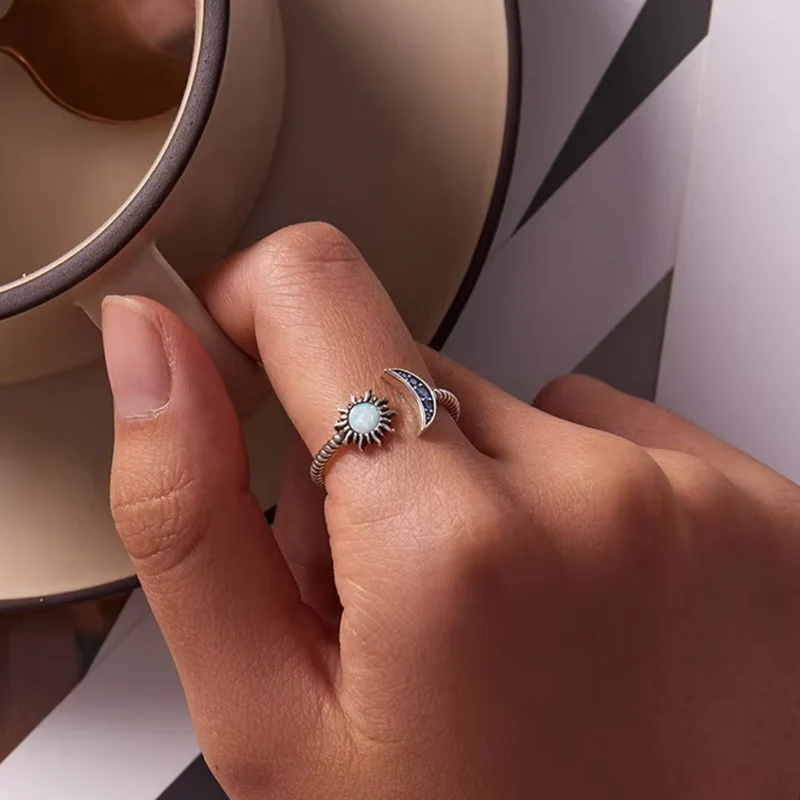Bague Soleil et Lune Bleu